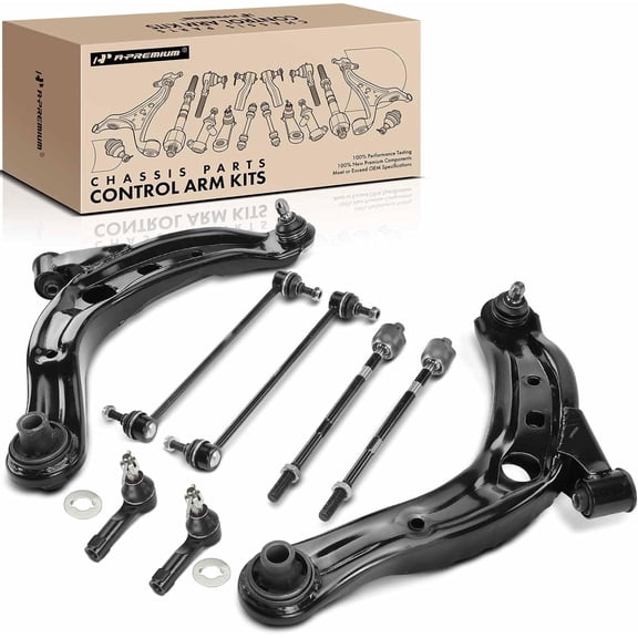 A-Premium Set of 8, Front Lower Control Arm, Sway Bar Link, Inner Outer Tie Rod End, Compatible with Mazda MPV 2001 2002 2003 2004 2005 2006
