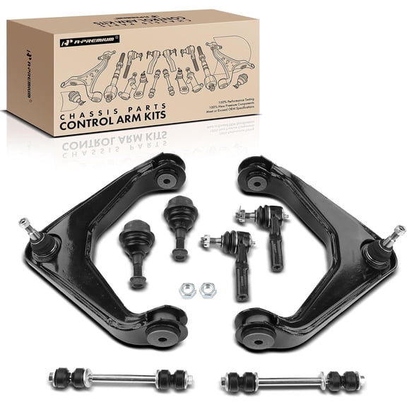 A-Premium 8Pcs Front Suspension Kit Upper Control Arm Ball Joint Tie Rod End Sway Bar Link Compatible with Chevrolet Silverado 1500 HD 2500 HD 3500 HD Suburban Avalanche GMC Sierra 2500 Yukon XL 2500