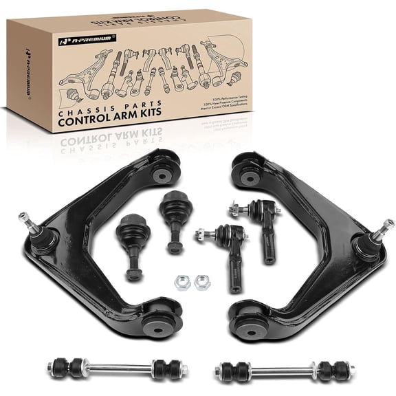 A-Premium 8Pcs Front Suspension Kit Upper Control Arm Ball Joint Tie Rod End Sway Bar Link Compatible with Chevrolet Silverado 1500 HD 2500 HD 3500 HD Suburban Avalanche GMC Sierra 2500 Yukon XL 2500