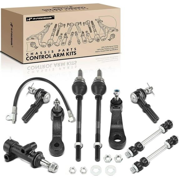 A-Premium 9Pcs Front Suspension Kit Idler Arm Pitman Arm Sway Bar Link Stabilizer Link Tie Rod End Compatible with Chevrolet Express 2500 3500 4500 GMC Savana 2500 3500 4500