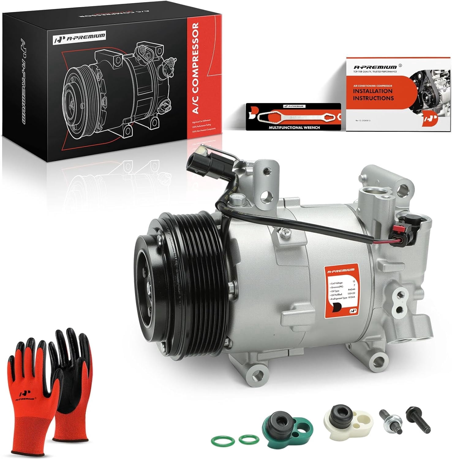 A-Premium A/C AC Compressor with Clutch Compatible with Honda Civic 2016-2020 L4 2.0L, Replace# 198276, 388105BAA01