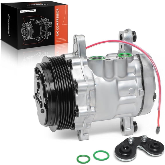 A-Premium A/C Compressor with Clutch Compatible with Freightliner Argosy, B2, Business Class M2, Cascadia, Century Class, Classi, Columbia, Condor, FB65, FC70, FC80, FL112, FL50, FL60