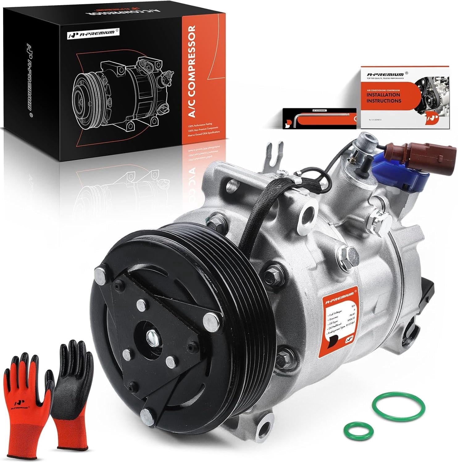 A-Premium A/C Compressor with Clutch & Electronic Control Valve Compatible with Volkswagen Beetle 2018-2019, Passat 2018-2022, Atlas 2018-2022, Atlas Cross Sport 2020-2022, BMW X5 2019-2019