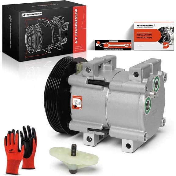 A-Premium A/C Compressor with Clutch Compatible with 4.9L 7.5L 1989, Ford F-150, F-250, F-350, F-53 Motorhome Chassis, Bronco