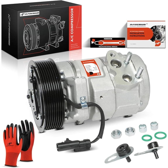 A-Premium A/C Compressor with Clutch Compatible with Dodge Ram 1500 2500 3500 4500 5500 3.6L 6.7L, 10S17C Style, 8 Grooves (Not 6 Grooves)