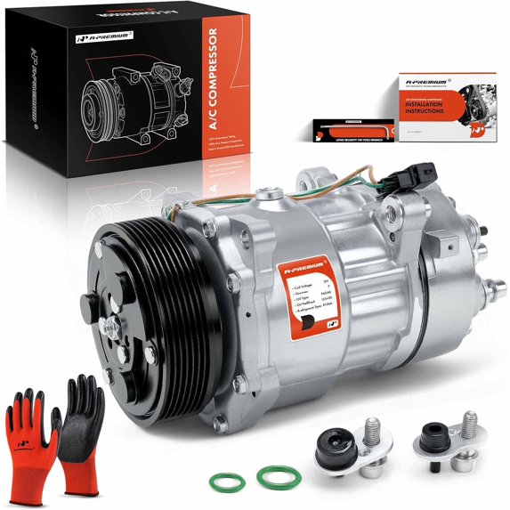A-Premium A/C Compressor with Clutch Compatible with Volkswagen EuroVan 2.8L 2001-2003