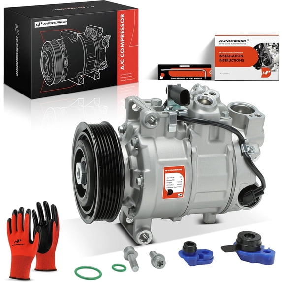 A-Premium AC Compressor with Clutch Compatible with Audi A3 A4 A6 Quattro Q5 Q7 Porsche Cayenne Seat Volkswagen Beetle CC Eos Golf GTI Jetta Passat Tiguan Touareg