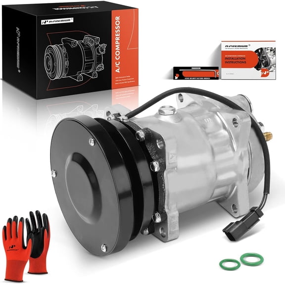 A-Premium AC Compressor with Clutch Compatible with Backhoe Loader 426B Challenger 65C Engine - Industrial Paving Compactor Petroleum Track-Type Wheel-Type Loader