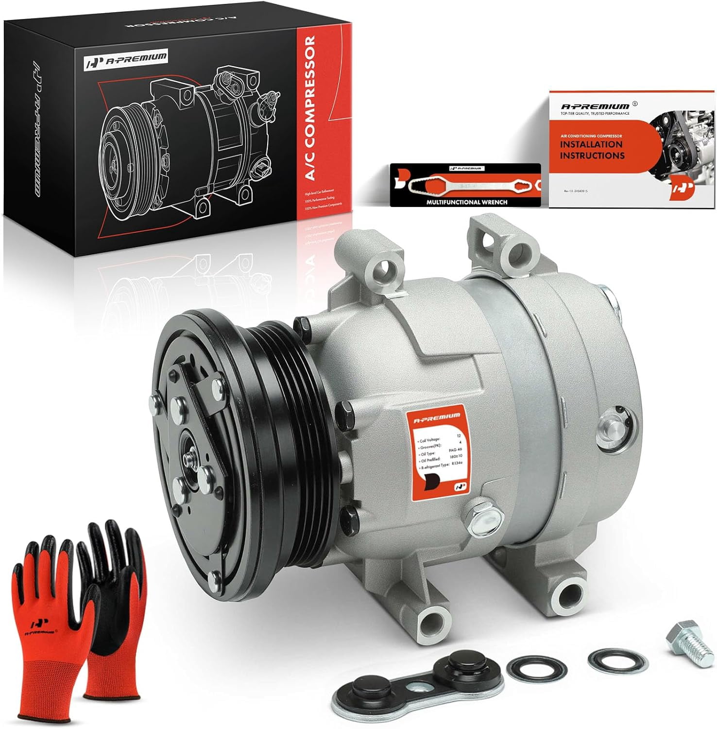 A-Premium AC Compressor with Clutch Compatible with Chevrolet Camaro Pontiac Firebird 1998-2002 V8 5.7L
