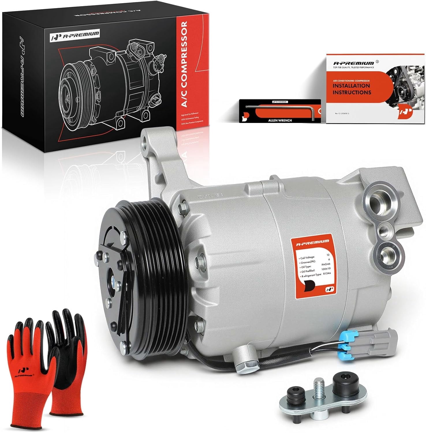 A-Premium AC Compressor with Clutch Compatible with Chevrolet Impala 2006-2011 Malibu 2006 Monte Carlo Pontiac G6 V6 3.5L 3.9L
