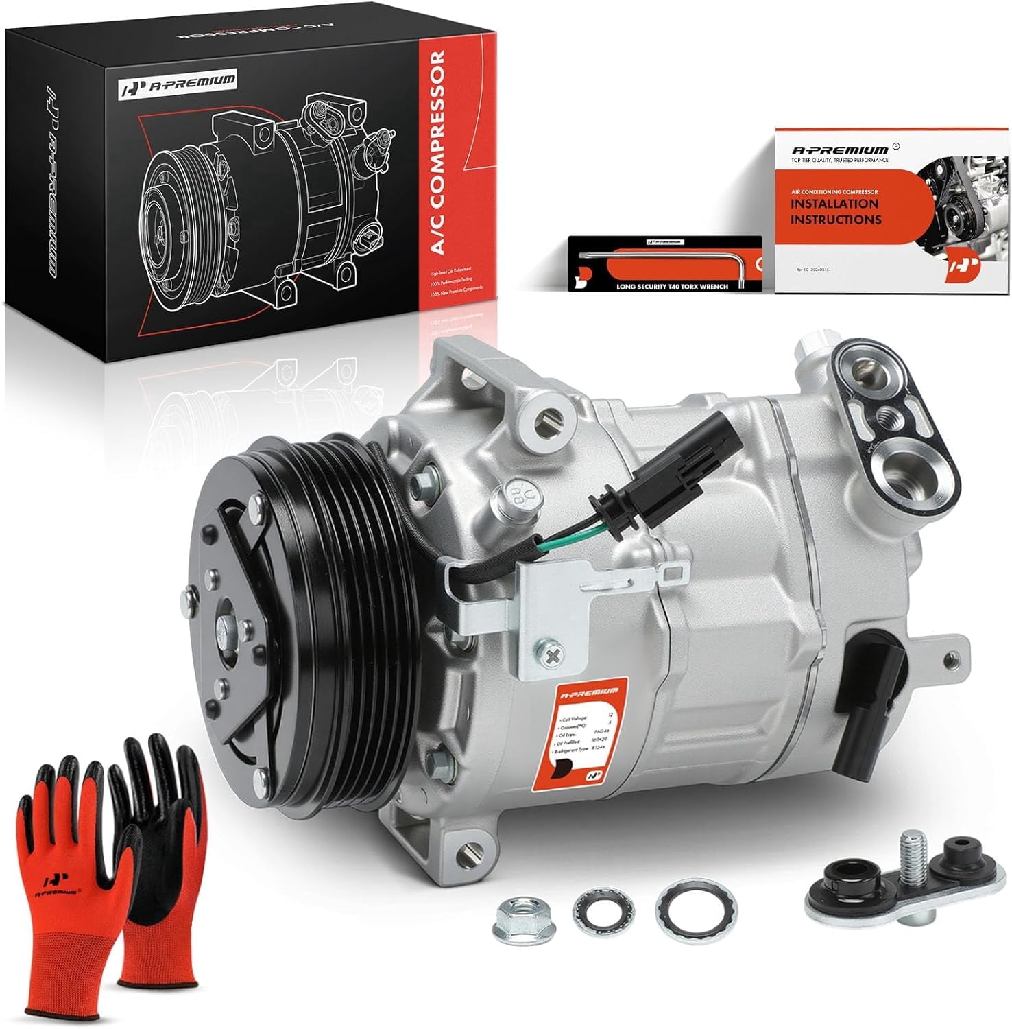 A-Premium AC Compressor with Clutch Compatible with Chevrolet Malibu 2016-2020 Sedan L4 1.5L