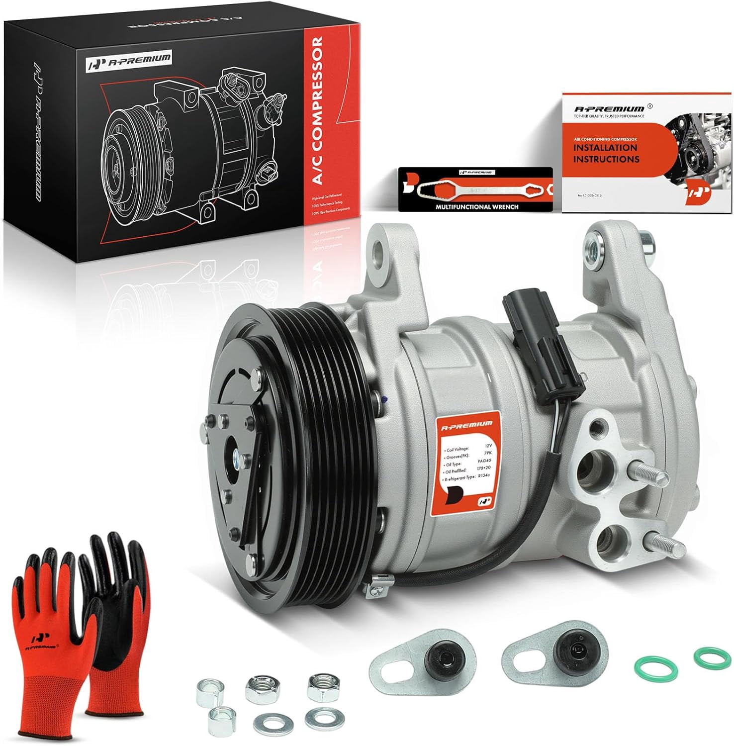 A-Premium AC Compressor with Clutch Compatible with Dodge 1500 2500 3500 2003-2008 Ram 4000 2005-2008