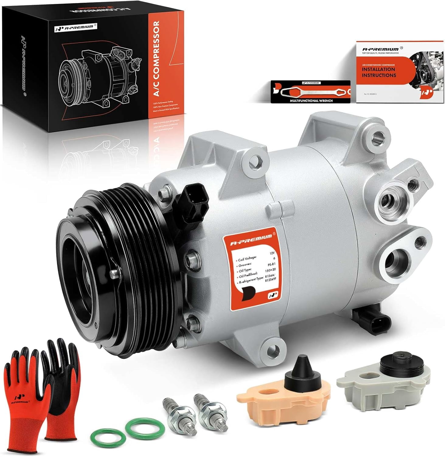 A-Premium AC Compressor with Clutch Compatible with Ford Escape 2013-2019 Transit Connect 2014-2016 L4 1.5L 1.6L