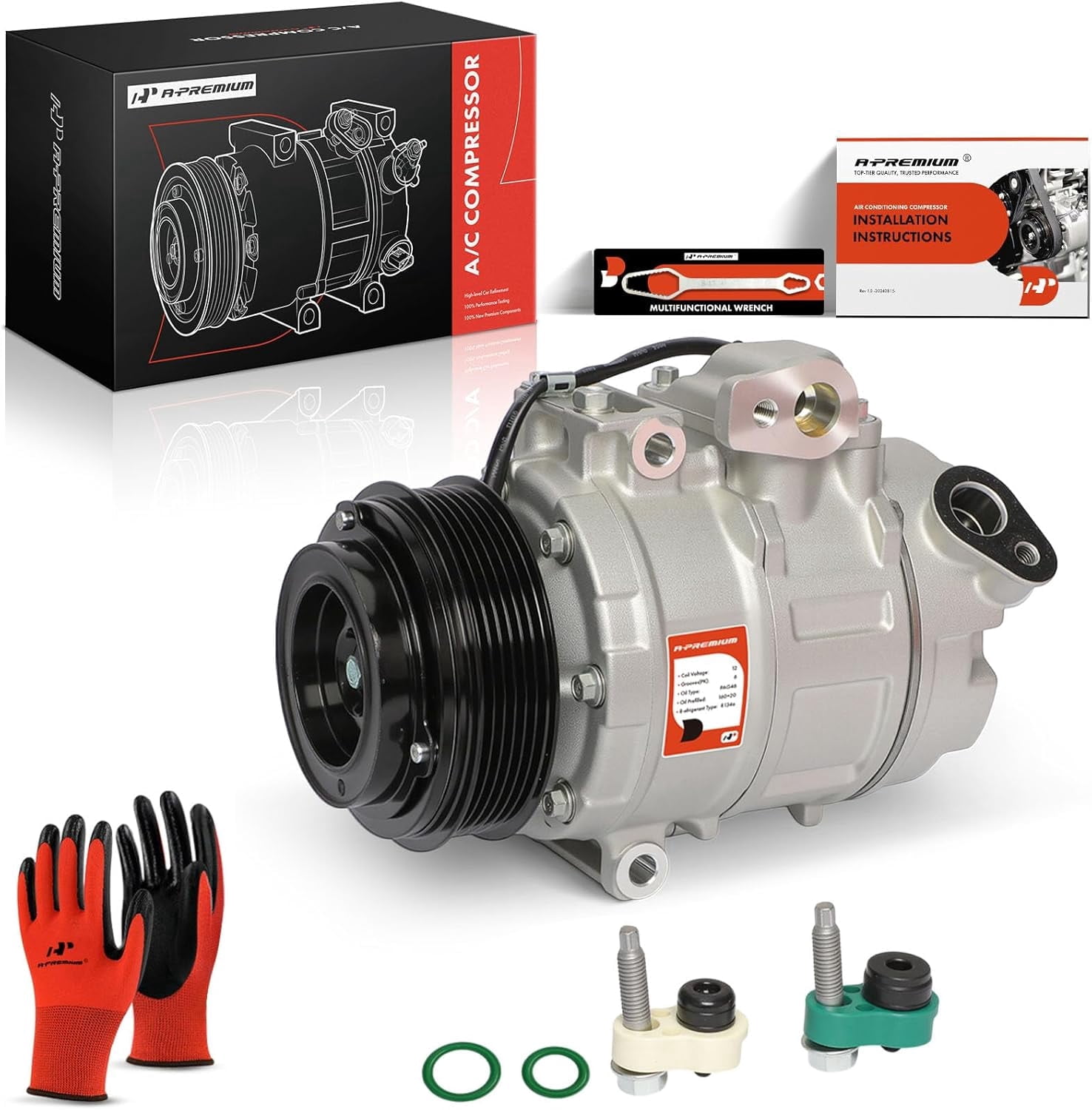 A-Premium AC Compressor with Clutch - Compatible with Ford Explorer 2011-2015, Police Interceptor Utility 2013-2015, Replace# 98332