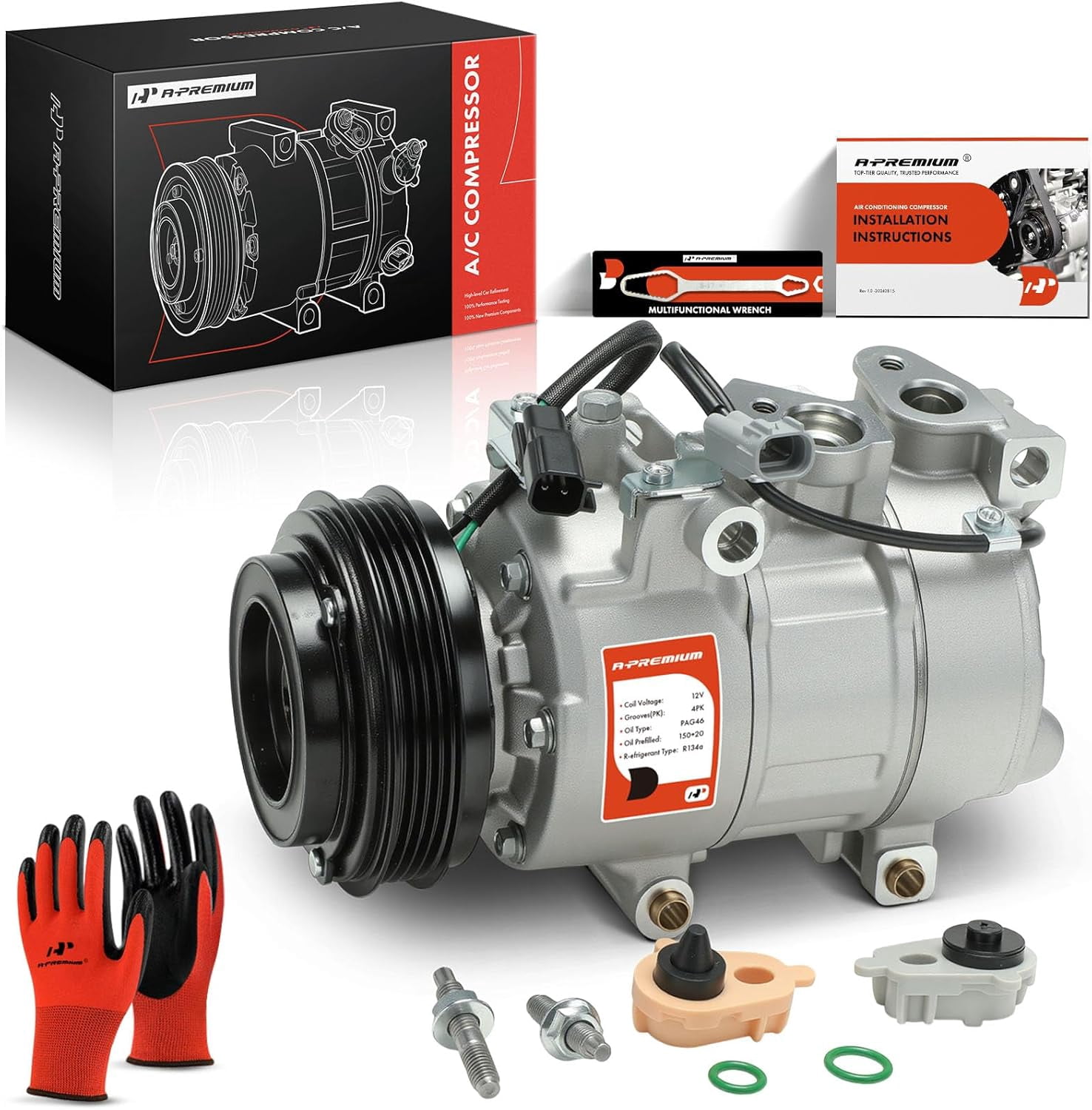 A-Premium AC Compressor with Clutch Compatible with Ford Focus 2015-2018 L4 2.0L