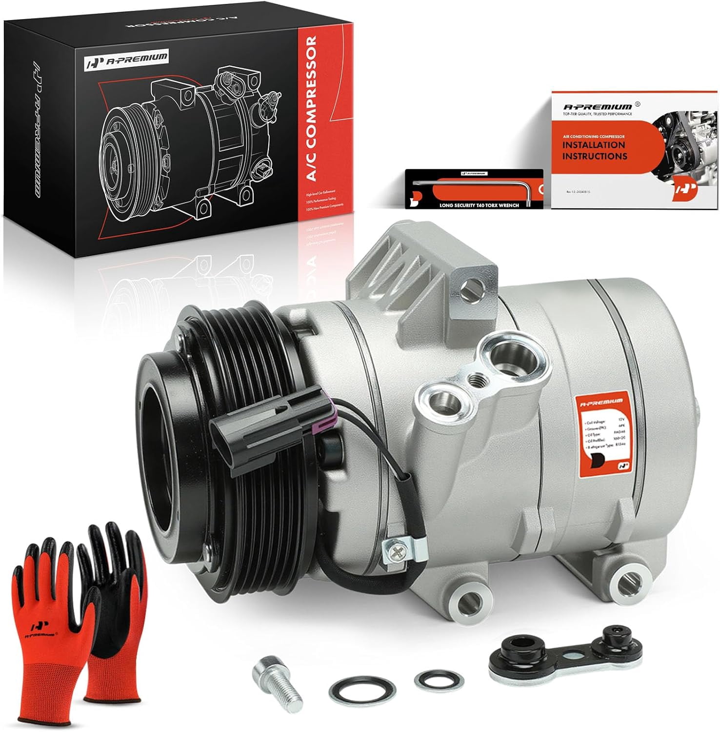 A-Premium AC Compressor with Clutch Compatible with Ford Fusion 2006-2012 Lincoln MKZ 2010 Zephyr Mercury Milan 2006-2011 Sedan