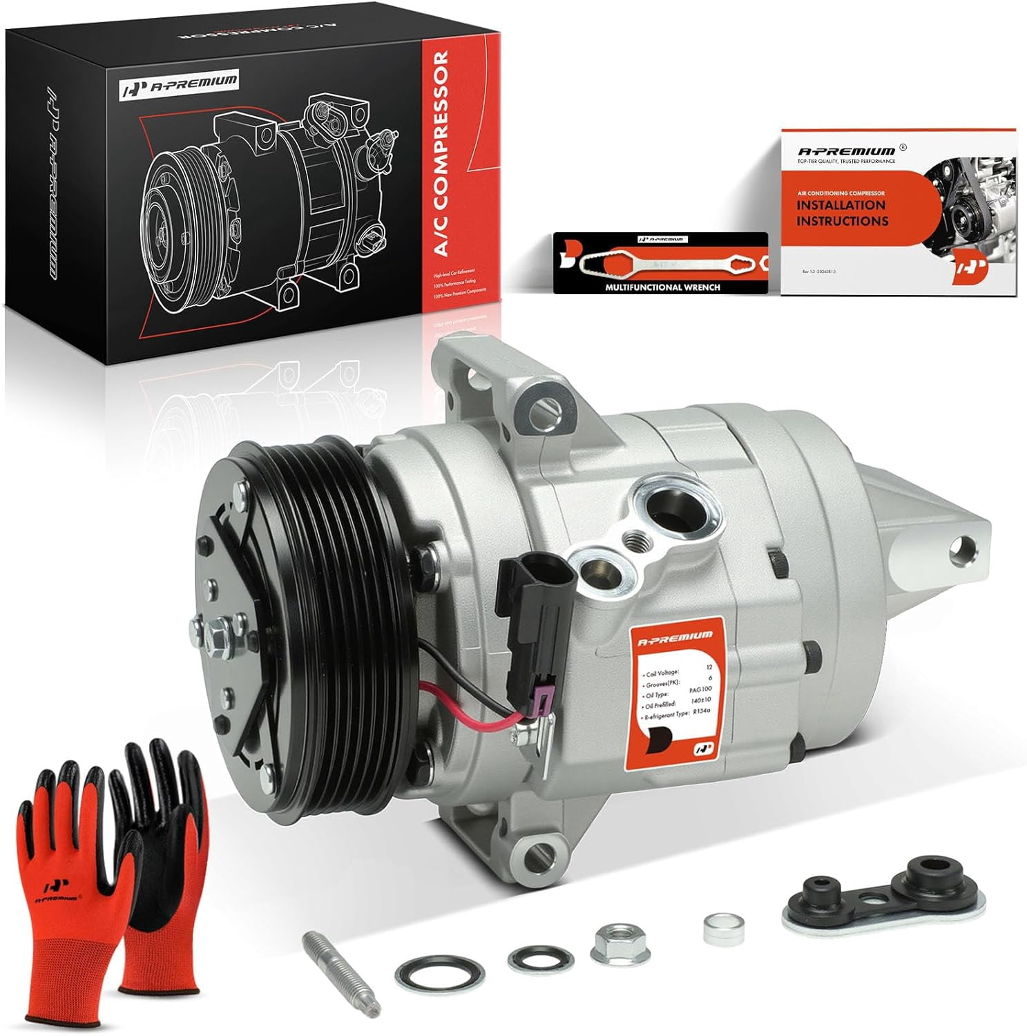 A-Premium AC Compressor with Clutch Compatible with Ford Fusion 2010-2012 Lincoln MKZ 2007-2012 V6 3.5L
