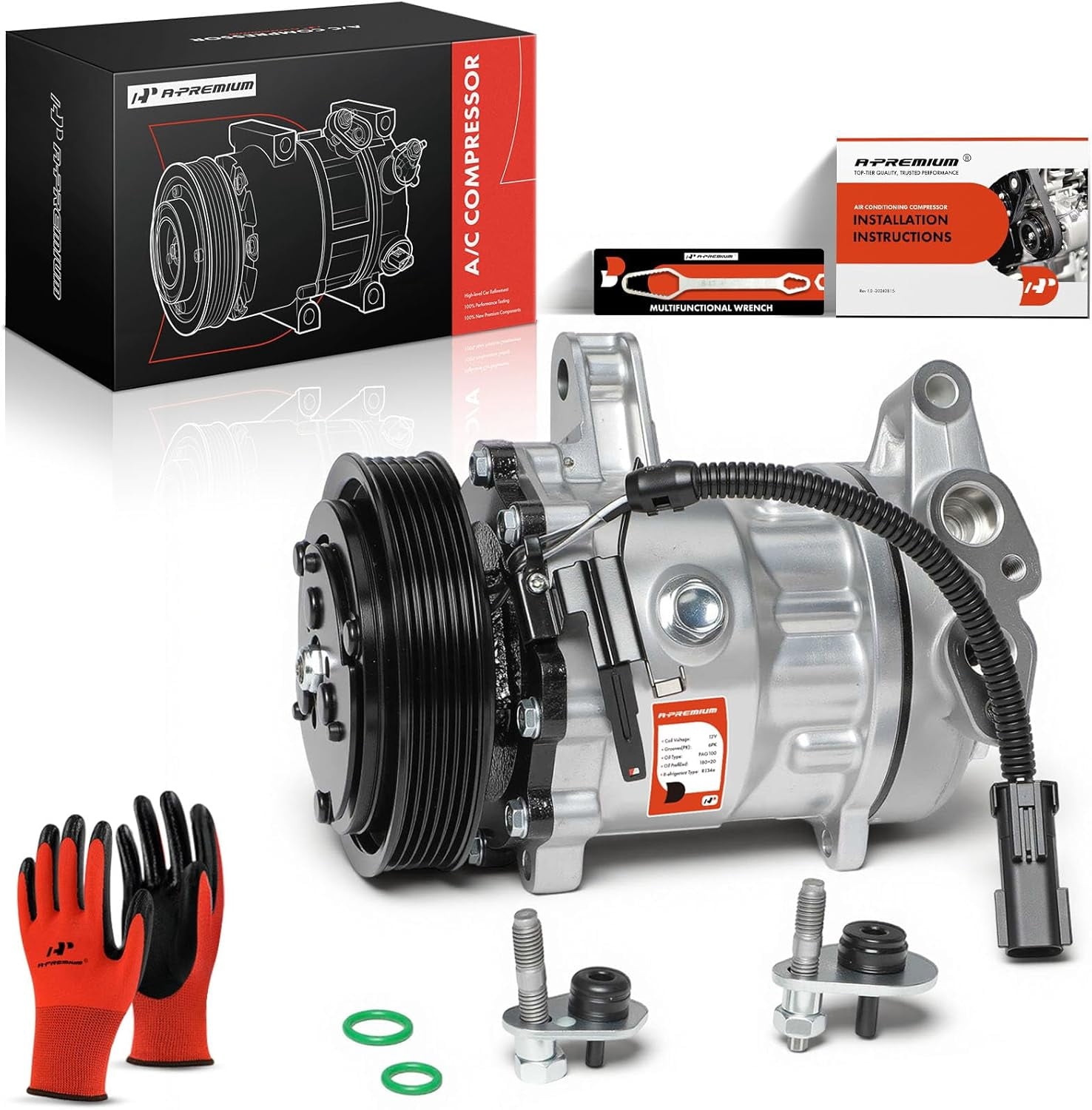 A-Premium AC Compressor with Clutch Compatible with Jeep Liberty 2002-2005 Sport Utility V6 3.7L