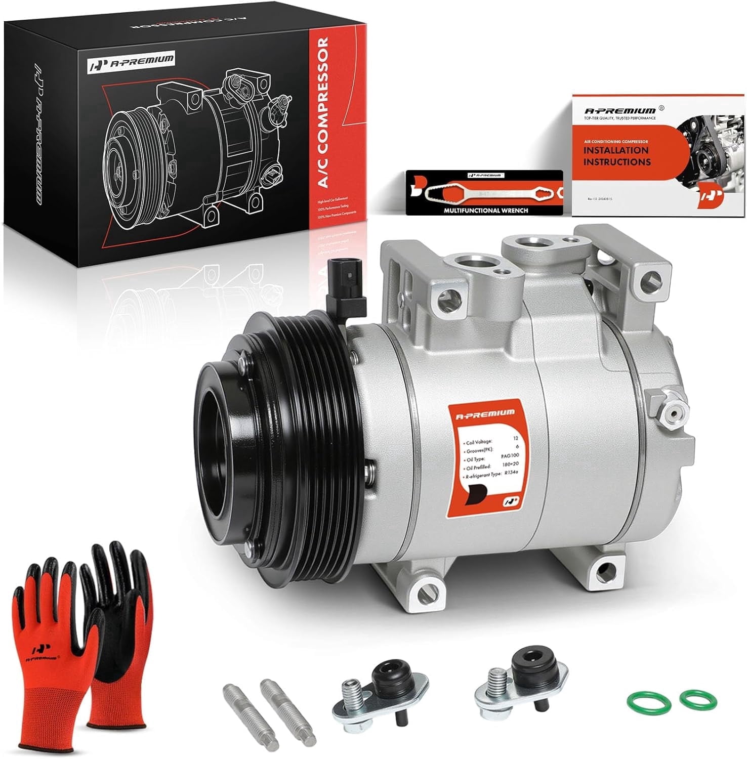 A-Premium Air Conditioner AC Compressor Compatible with Jeep Wrangler 2012-2017, Wrangler JK 2018 & Ram 1500 2013, 3.6L HCC-RS18 AC Compressor with Clutch