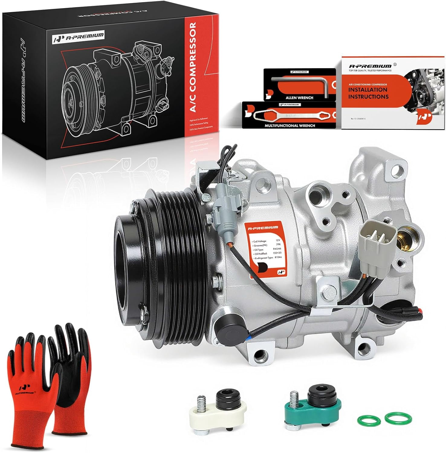 A-Premium AC Compressor with Clutch Compatible with Lexus GS300 2006 GS350 2007-2011 IS250 IS350 2006-2013 V6 3.0L 3.5L