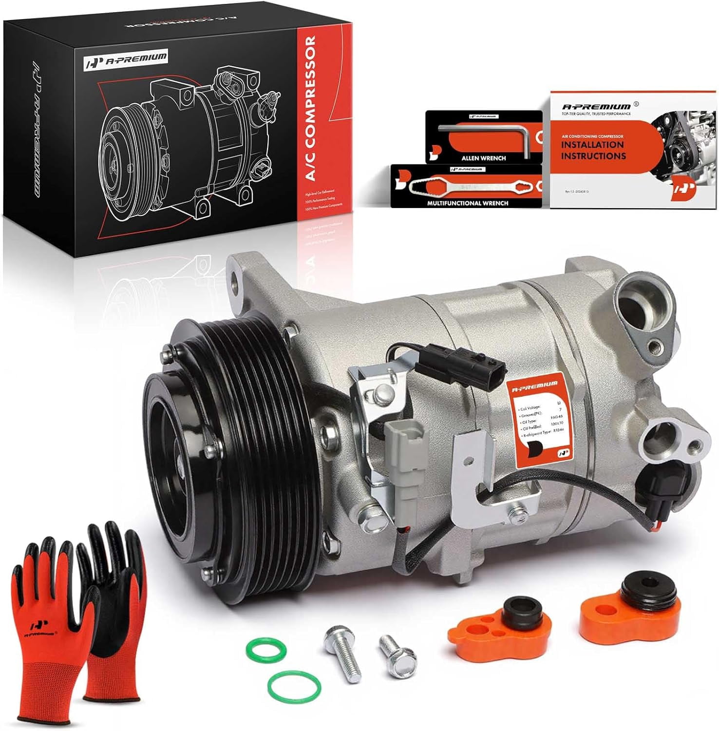 A-Premium AC Compressor with Clutch Compatible with Nissan Maxima 2016-2020 Murano 2015-2020 V6 3.5L