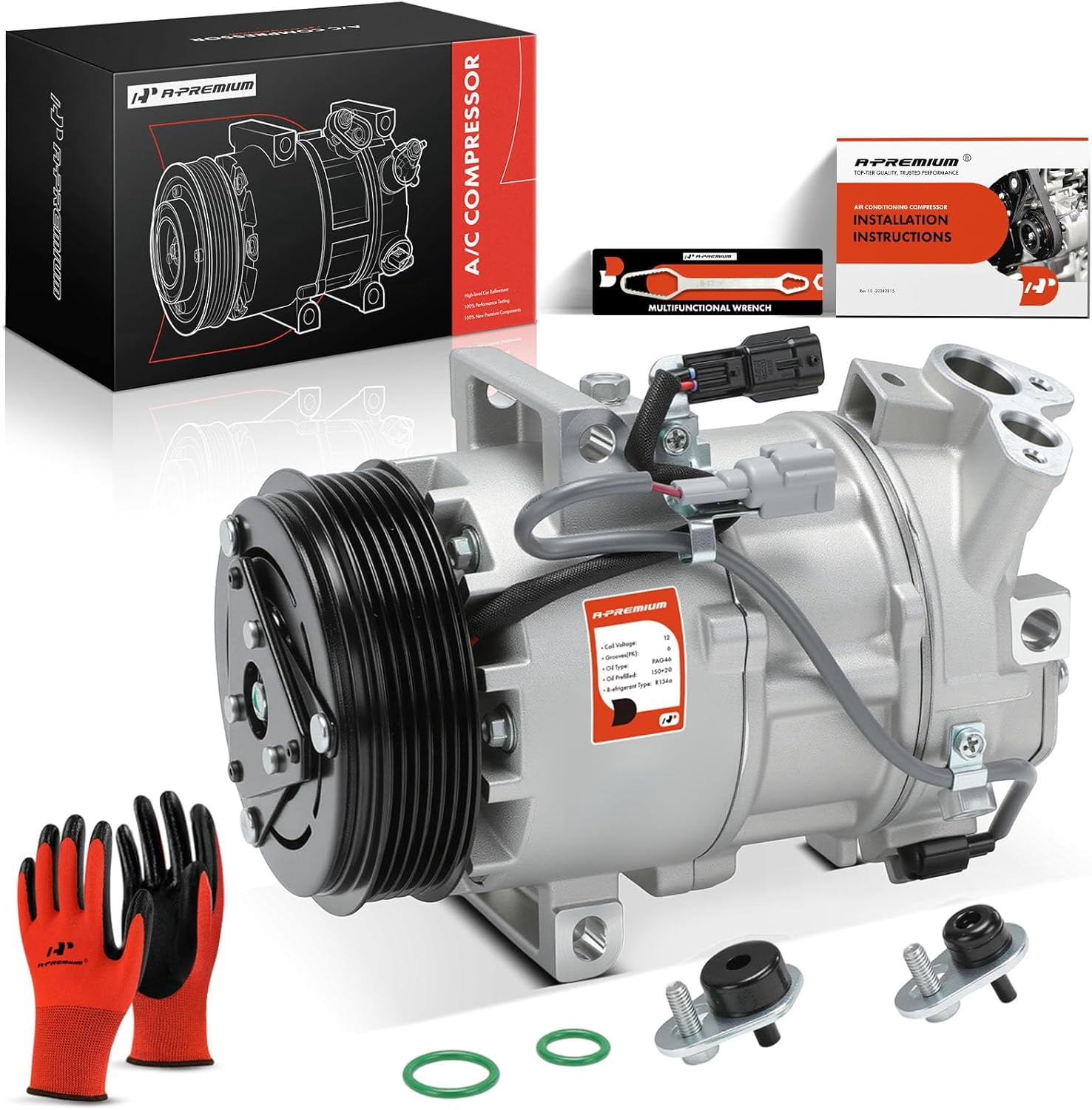 A-Premium AC Compressor with Clutch Compatible with Nissan Sentra 2013-2019 L4 1.8L Sedan