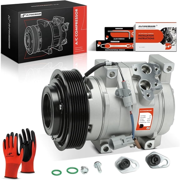 A-Premium AC Compressor with Clutch Compatible with Toyota Camry 2002-2006 Highlander 2001-2007 Solara 2002-2008 L4 2.4L