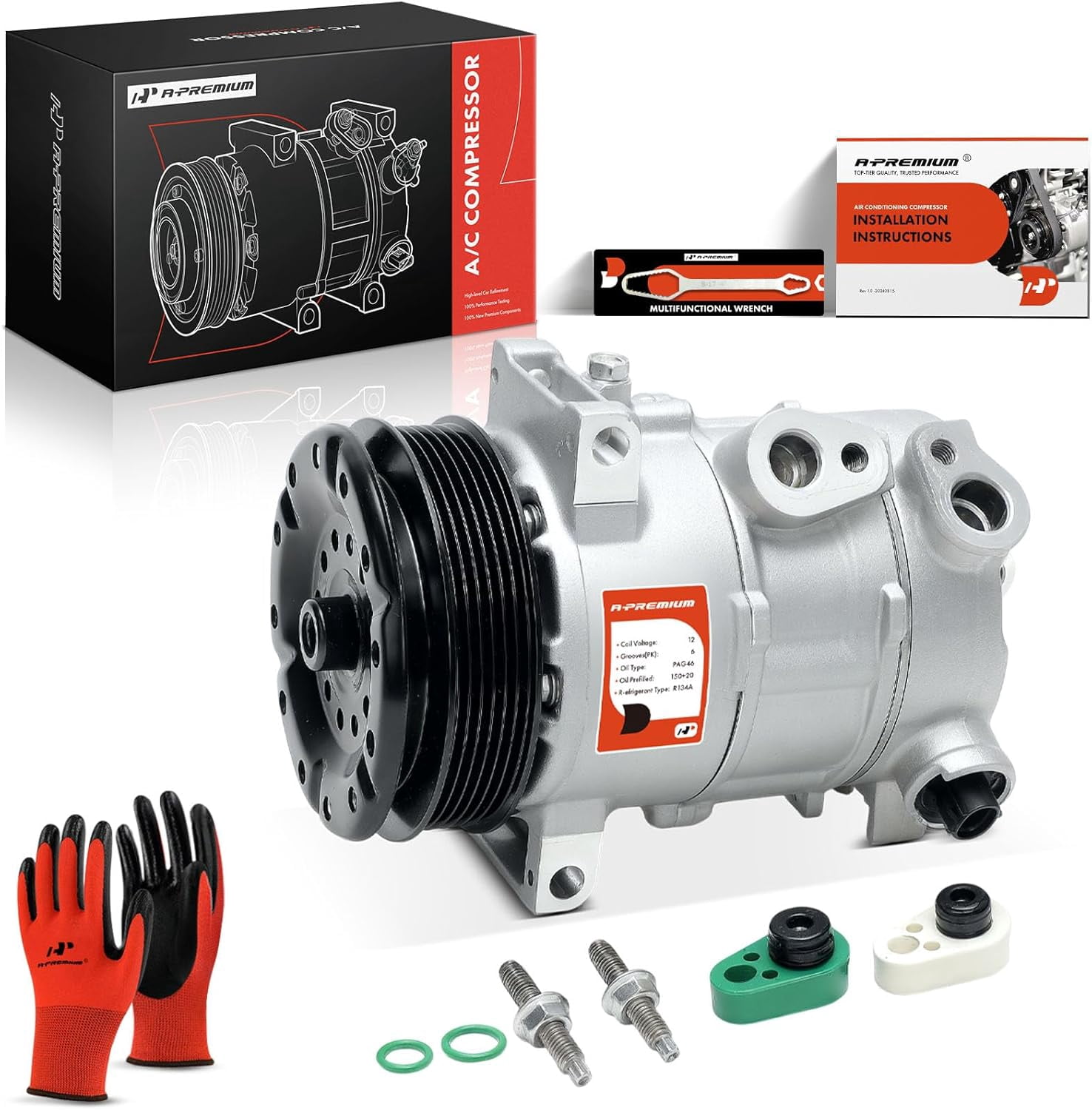 A-Premium Air Conditioner AC Compressor with Clutch Compatible with Dodge Journey 2009-2020, Avenger 2008-2014 & Chrysler 200 2011-2014, Sebring 2007-2010, L4 2.4L