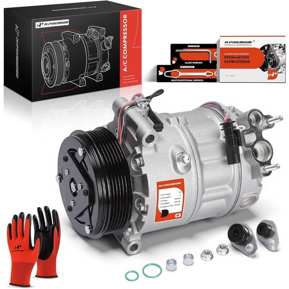 A-Premium Air Conditioner AC Compressor with Clutch Compatible with Land Rover Range Rover 2013-2017, LR4 2014-2016, Discovery 2017 & Jaguar F-Pace, XF, XJ, XE, F-Type, E-Pace, Black
