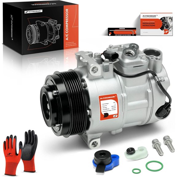 A-Premium Air Conditioner AC Compressor with Clutch Compatible with Mercedes-Benz C250 1.8L 2012-2015, SLK250 1.8L 2012-2015, Not for with Start/Stop Feature, with 2-Pin Connector, Not 4-Pin