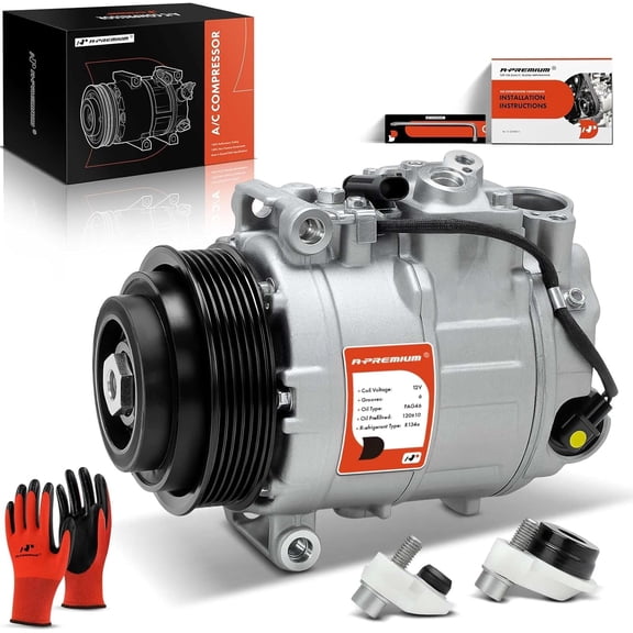 A-Premium Air Conditioner AC Compressor with Clutch Compatible with Mercedes-Benz S550 2010 2012-2013, S63 AMG 2008 2011-2013, R63 AMG 2007, ML63 AMG 2007-2009 2011, CL63 AMG 2008 2011-2014, CL550