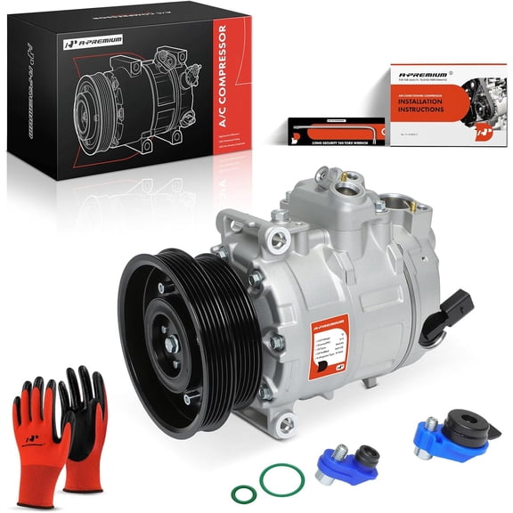 A-Premium Air Conditioner AC Compressor with Clutch Compatible with Volkswagen Jetta 2005-2014, Passat 2012-2014, Golf Beetle Cabrio R32 Rabbit & Audi TT RS Quattro