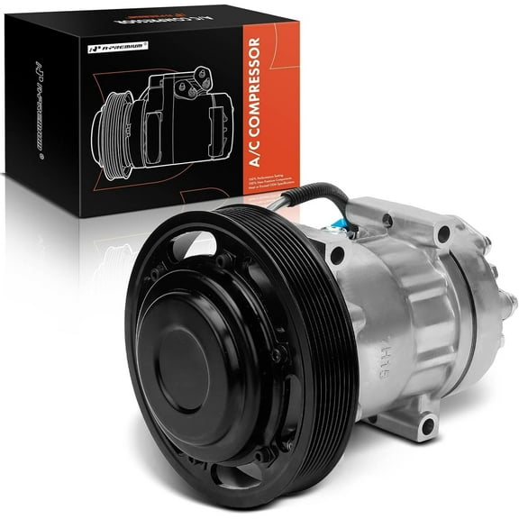 A-Premium Air Conditioner AC Compressor with Clutch Compatible with Volvo VAH 2011-2015, VHD 2008-2015, VNL 2008-2016, VNM 2008-2016 & Mack LEU MRU 2008-2015, 8.9L 10.8L 11.9L 12.1L 12.8L 14.9L 16.1L