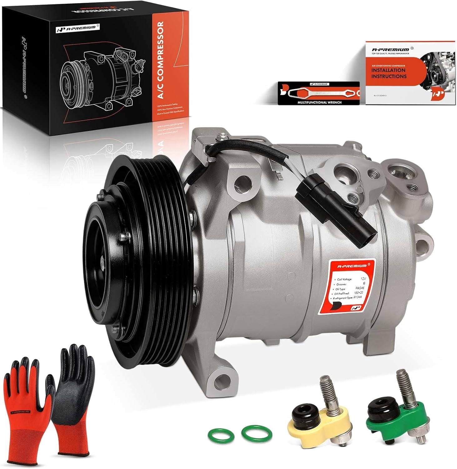 A-Premium Air Conditioner AC Compressor Compatible with Ram 1500 2014-2018 2020-2023, 1500 Classic 2019 & Jeep Grand WK2 Series Cherokee 2014-2019, 3.0L