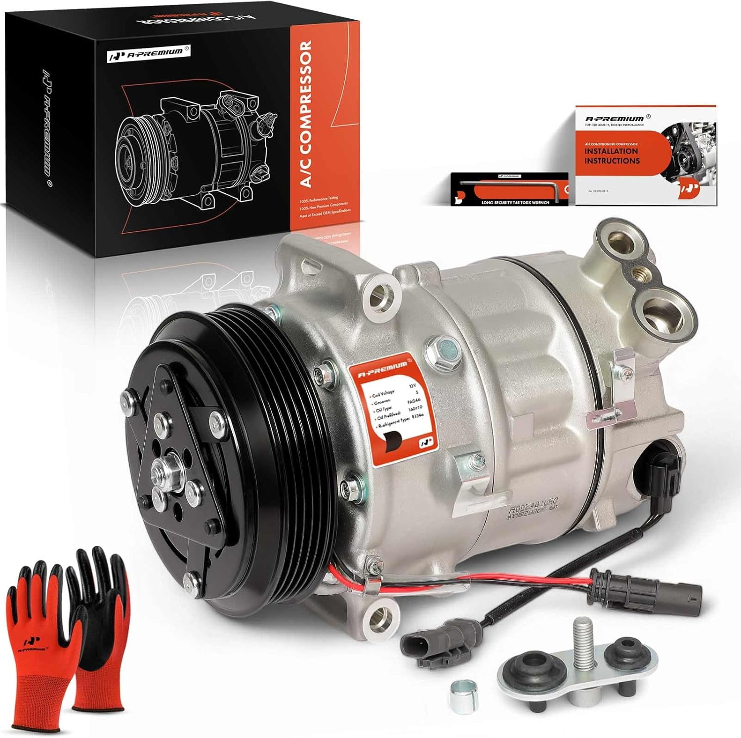 A-Premium Air Conditioner AC Compressor with Clutch Compatible with Chevrolet Equinox & GMC Terrain, 2015 2016 2017, 2.4L
