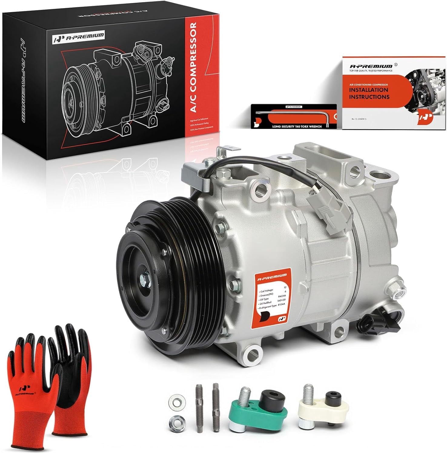 A-Premium Air Conditioner AC Compressor with Clutch Compatible with Chrysler 300 & Dodge Charger 2014-2021, Challenger 2015-2021 3.6L