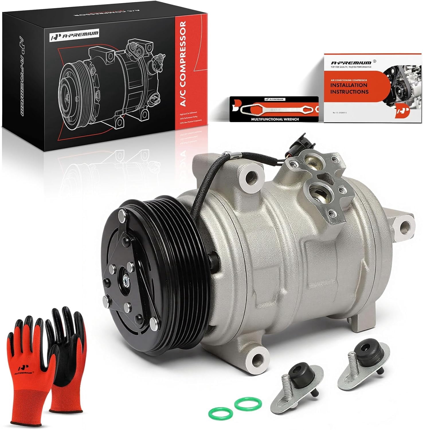 A-Premium Air Conditioner AC Compressor with Clutch Compatible with Ford Edge 2007-2014 & Lincoln MKX & Mazda CX-9 2007-2015, 3.5L 3.7L