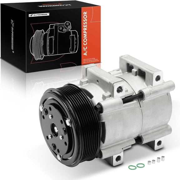 A-Premium Air Conditioner AC Compressor with Clutch Compatible with Ford F-250 1990-1996, F-350 1993-1997, F-Super Duty & More
