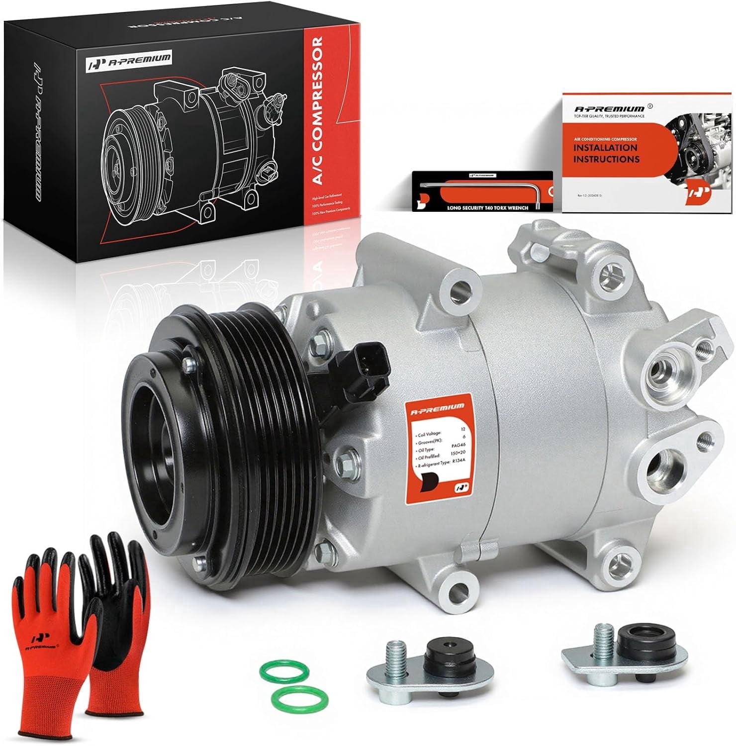 A-Premium Air Conditioner AC Compressor with Clutch Compatible with Ford Fiesta 2014-2019 L4 1.6L
