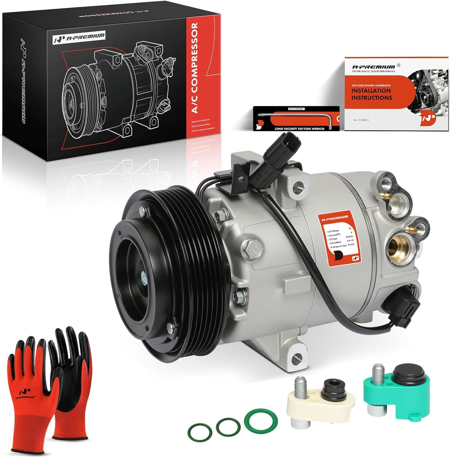 A-Premium Air Conditioner AC Compressor with Clutch Compatible with Hyundai Elantra 2011-2013, Elantra Coupe 2013, L4 1.8L