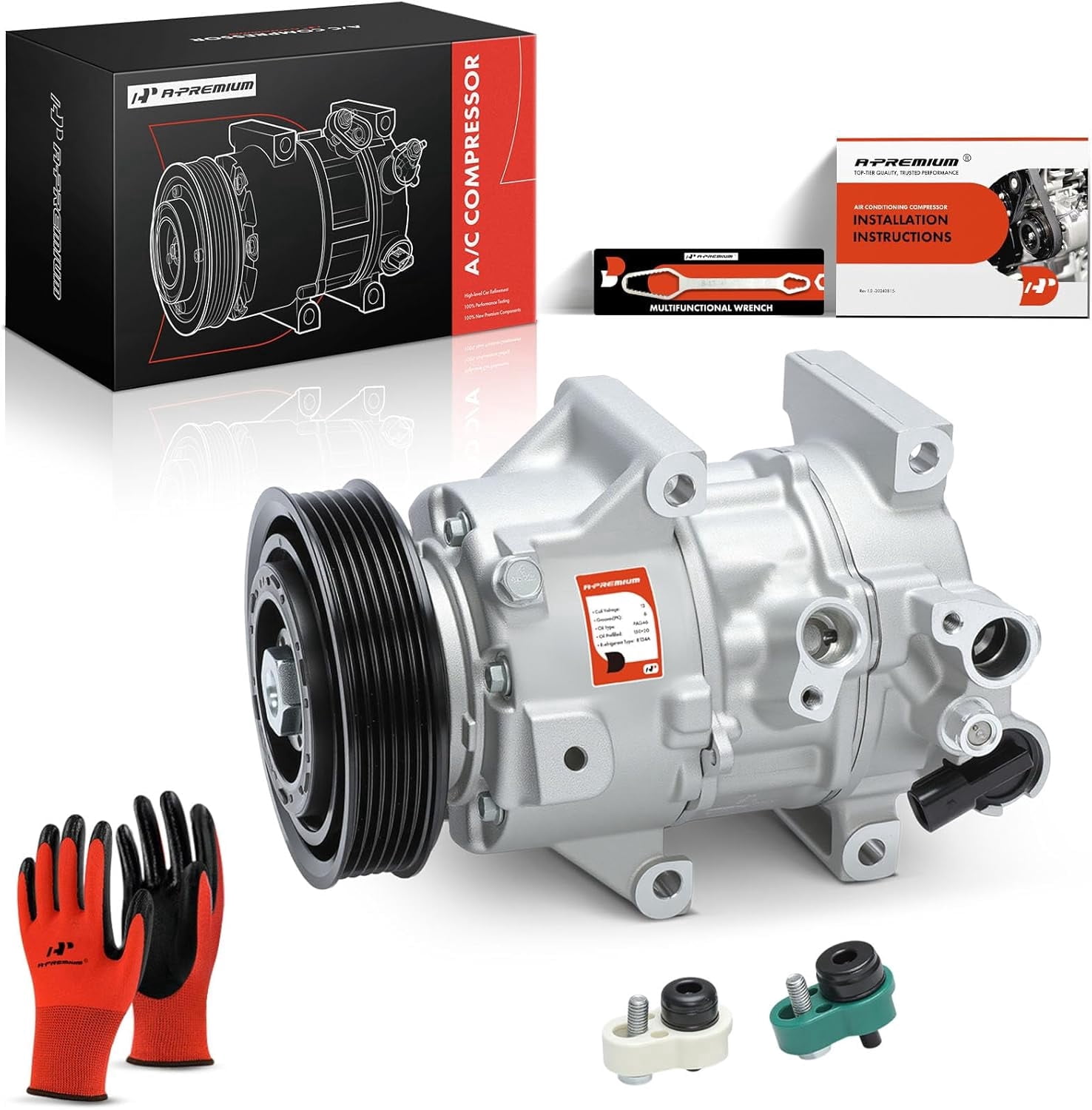 A-Premium Air Conditioner AC Compressor with Clutch Compatible with Hyundai Sonata 2.0L 2.4L 2015-2017