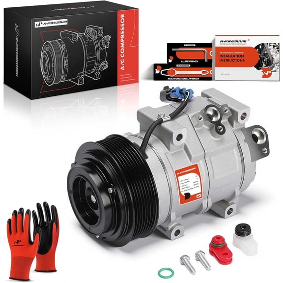 A-Premium Air Conditioner AC Compressor with Clutch Compatible with John Deere Models, 8-Groove Pulley