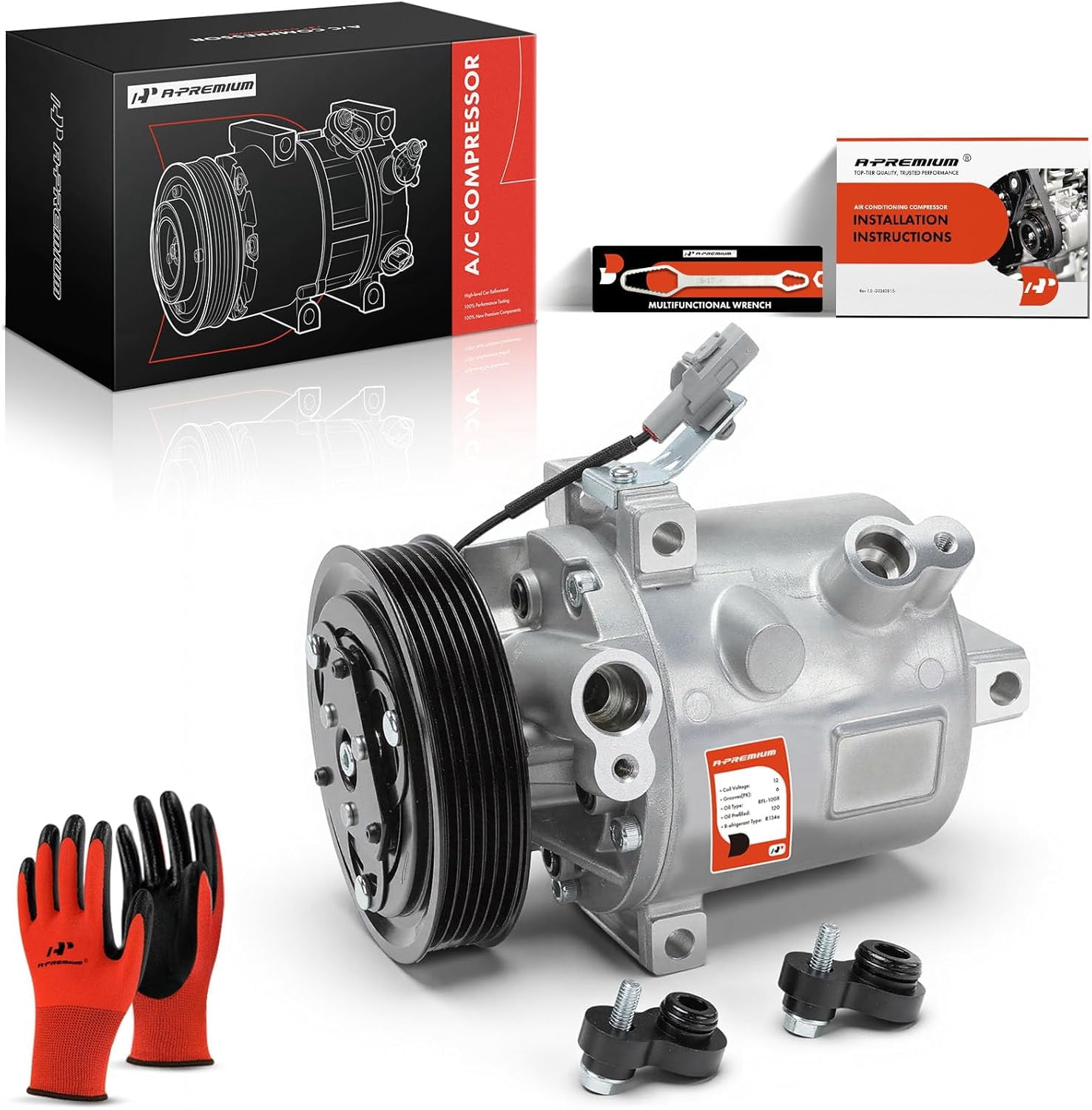 A-Premium Air Conditioner AC Compressor with Clutch Compatible with Mitsubishi Mirage 2014-2015/2017-2022, Mirage G4 2017-2022, with 6 Groove Pulley