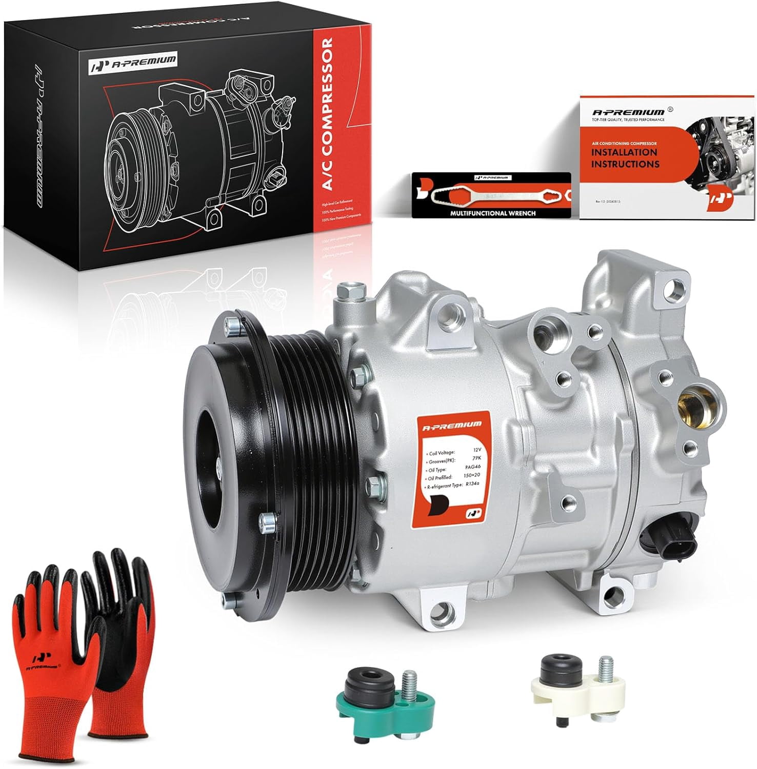 A-Premium Air Conditioner AC Compressor with Clutch Compatible with Toyota Camry 2.4L 2007-2009, RAV4 2.4L 2006-2008
