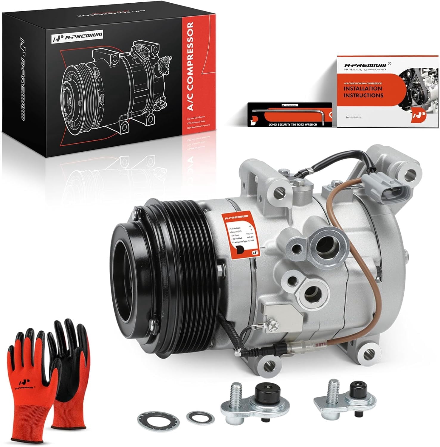 A-Premium Air Conditioner AC Compressor with Clutch Compatible with Toyota Tacoma 2016-2020 2.7L 3.5L