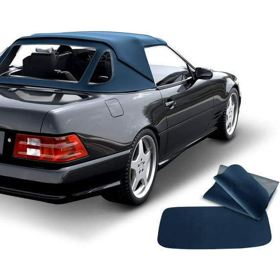 A-Premium Blue Convertible Soft Top Compatible with Mercedes-Benz R129 Series 300SL, 500SL 1990-1993, 600SL 1993, SL320 1994-1997, SL500, SL600 1996-2002, Convertible, with Plastic Window