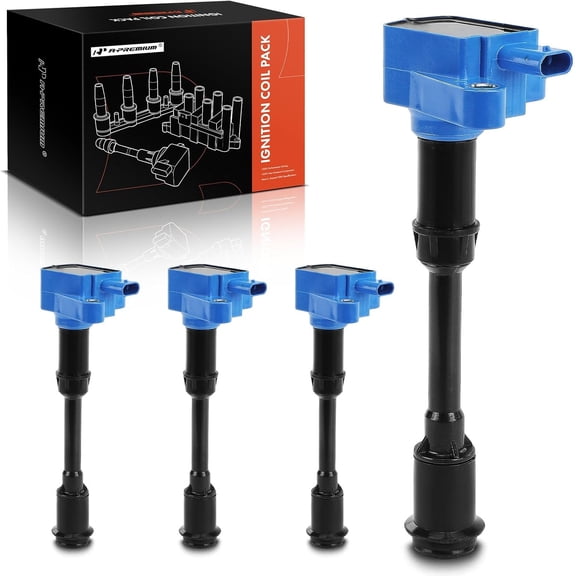 A-Premium (Blue) Engine Ignition Coil Pack Compatible with Ford Escape 2013-2016, Fusion 2013-2014, Fiesta 2014-2019, Transit Connect 2014-2016, 1.6L, 4-PC Set, Replace# BM5G12A366DA, 1832313
