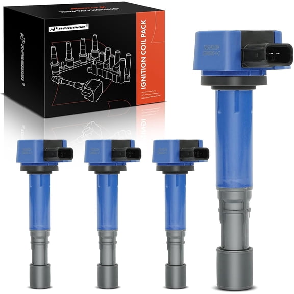 A-Premium Engine Ignition Coil Pack Compatible with Honda Civic & Acura EL, 2001 2002 2003 2004 2005, 1.7L, Replace# 30520PDKA01, 30520PVJA01, Set of 4, Blue