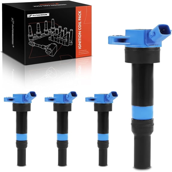 A-Premium (Blue) Engine Ignition Coil Pack Compatible with Hyundai Elantra 2010-2020, Tucson 2014-2020, Elantra Coupe 2013-2014, Elantra GT & Kia Soul, Forte, Rondo, Forte5, Forte Koup, 4-PC Set
