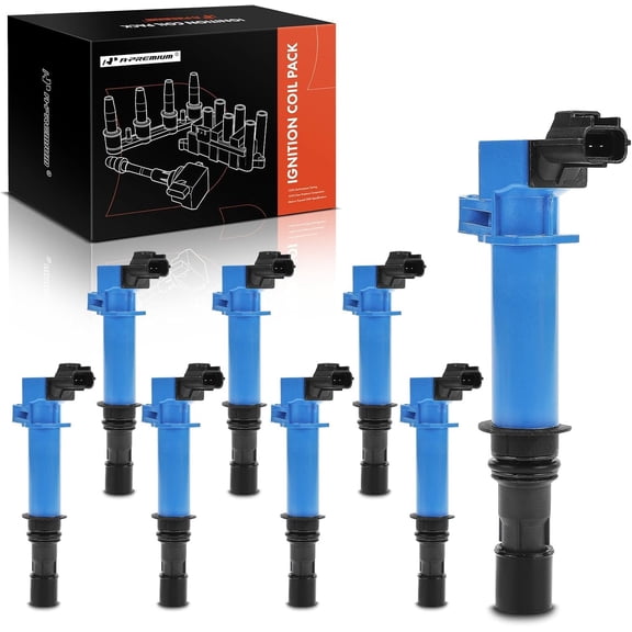 A-Premium (Blue) Engine Ignition Coil Pack Compatible with Jeep Grand Cherokee 1999-2005/2007 & Dodge Ram 1500 2002/2004-2007, Durango 2000-2005, Dakota & Mitsubishi Raider & Chrysler Aspen, 8-PC Set